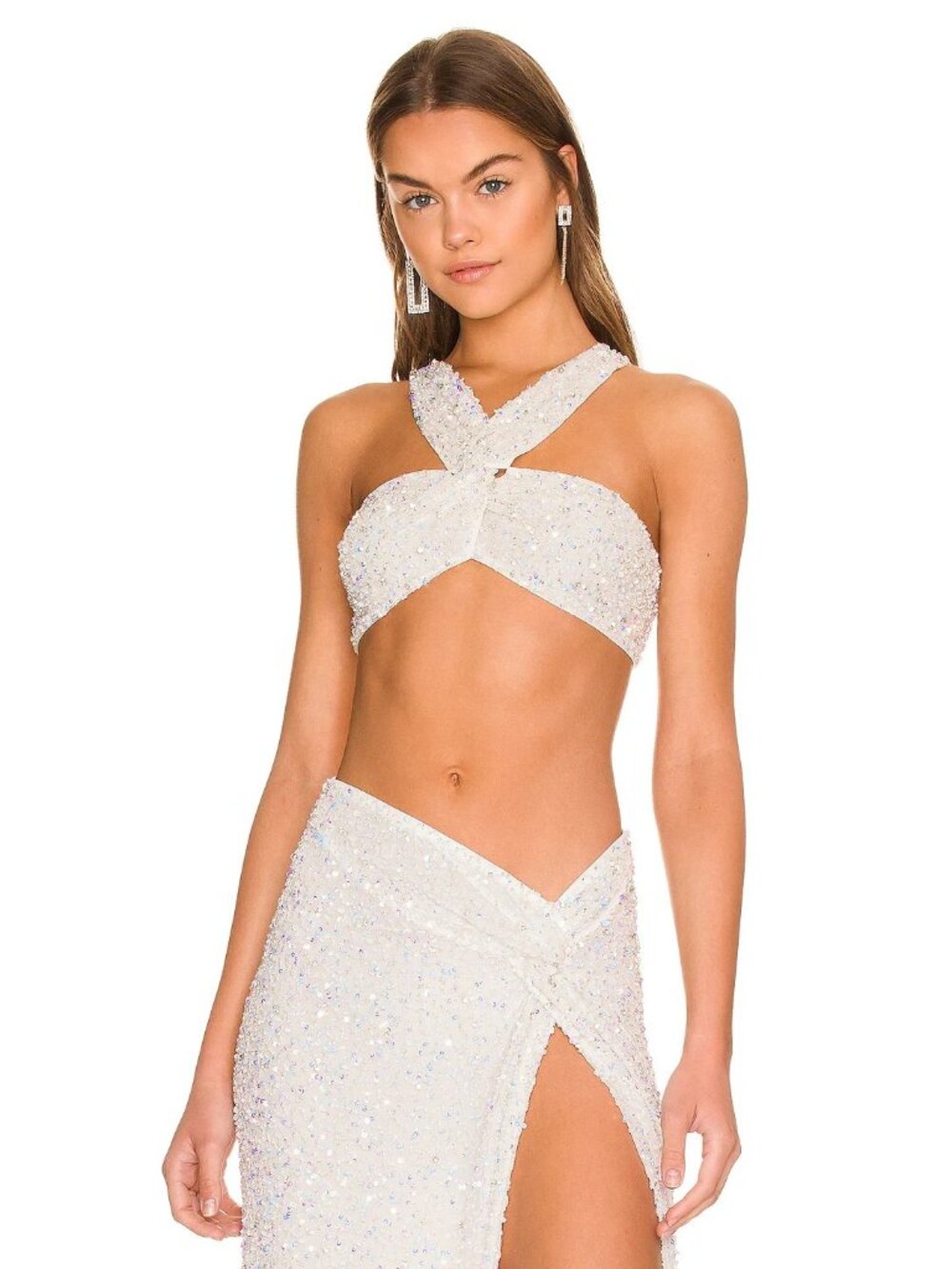 retrofete Lio Top in Iridescent White Embellished